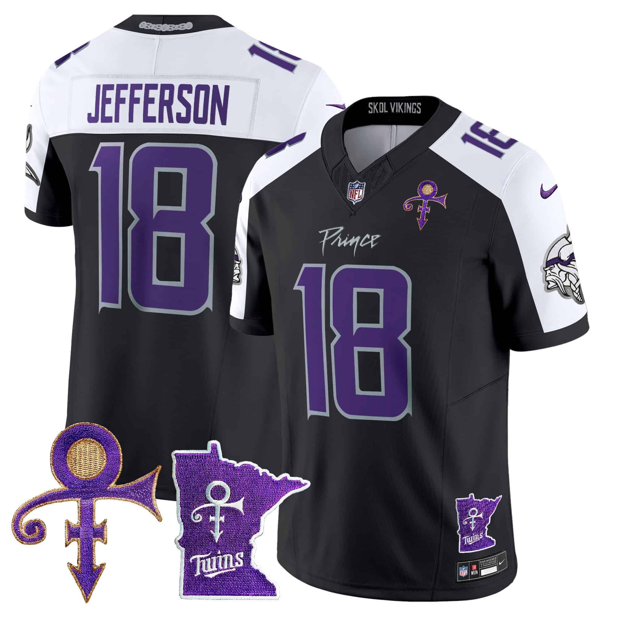 Men Minnesota Vikings #18 Jefferson Black 2024 Nike Prince Vapor Limited NFL Jersey->indianapolis colts->NFL Jersey